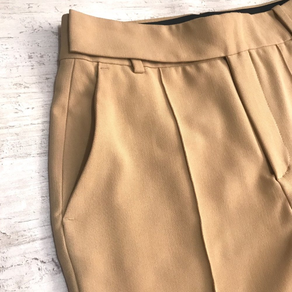 ZARA FLARED MID-RISE CAMEL WIDE LEG PANTS - Picture 7 of 13